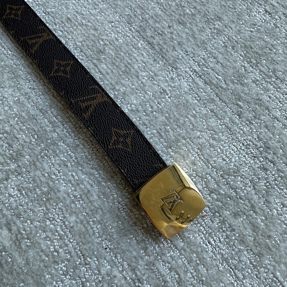 Luxury Louis Vuitton Brown and Gold Belt - Picture 5 of 6